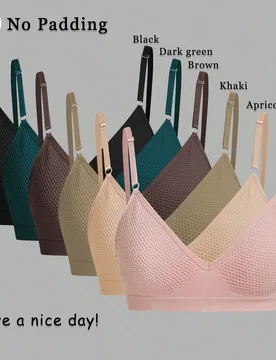 Piezas de sujetadores multicolores con cierre trasero para mujer, sin aros, sin relleno, cómodos y sin costuras, con tirantes ajustables, adecuados p - Shein - FashionsVida