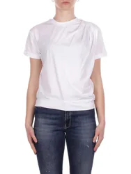 Donna maglia ad6401c 2000 girocollo m\man drappeggiato bianco