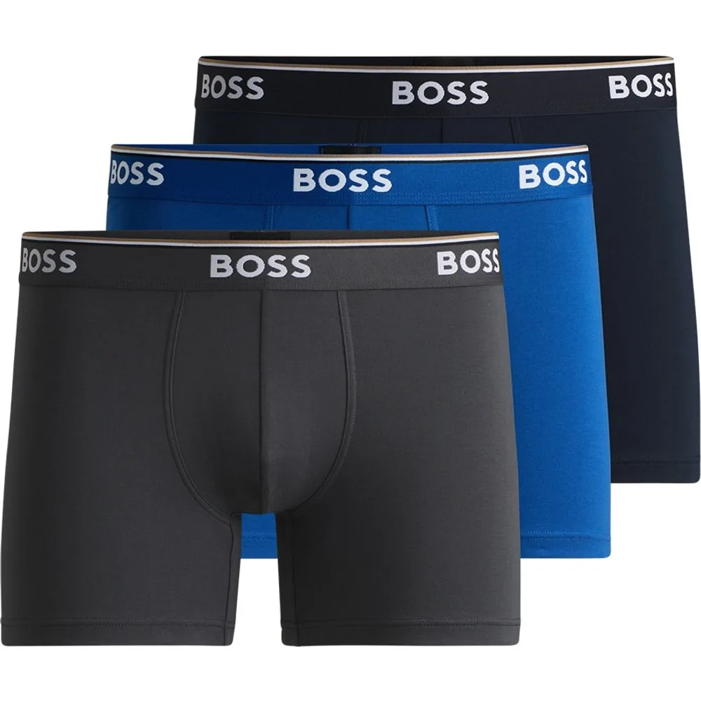 Paquete de tres calzoncillos bóxer en algodón elástico con logos - Boss - FashionsVida