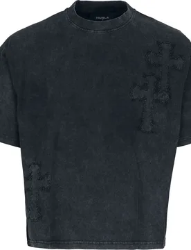 T-Shirt - CROSS PATCHES BLACK WASHED T-SHIRT - S bis XXL - für Männer - Größe XXL - schwarz - Männer - male - Favela - FashionsVida