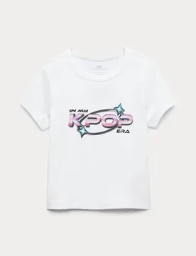 Pure Cotton K-Pop Demon Hunters™ T-Shirt (6-16 Yrs) Ecru Mix female - M&S - FashionsVida