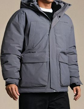 Giacca puffer con cappuccio - grigio scuro