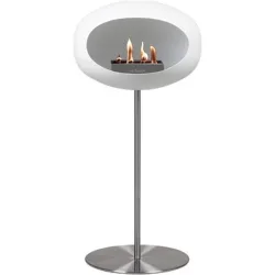 Biochimenea Bioetanol Ground Steel High Cúpula Blanca - Poste - Plato