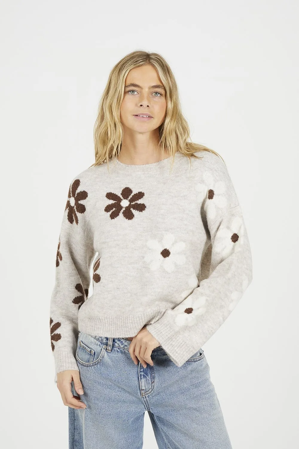 Floral Womens Jacquard Knit Jumper - - Size: M - Brave soul - FashionsVida
