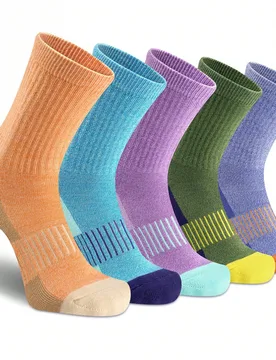 Pares de calcetines de mujer de colores mixtos para senderismo, correr, calcetines largos de atleta con acolchado grueso - Shein - FashionsVida