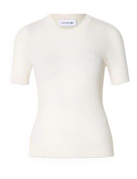 Maglia a maniche corte in lana merino a coste