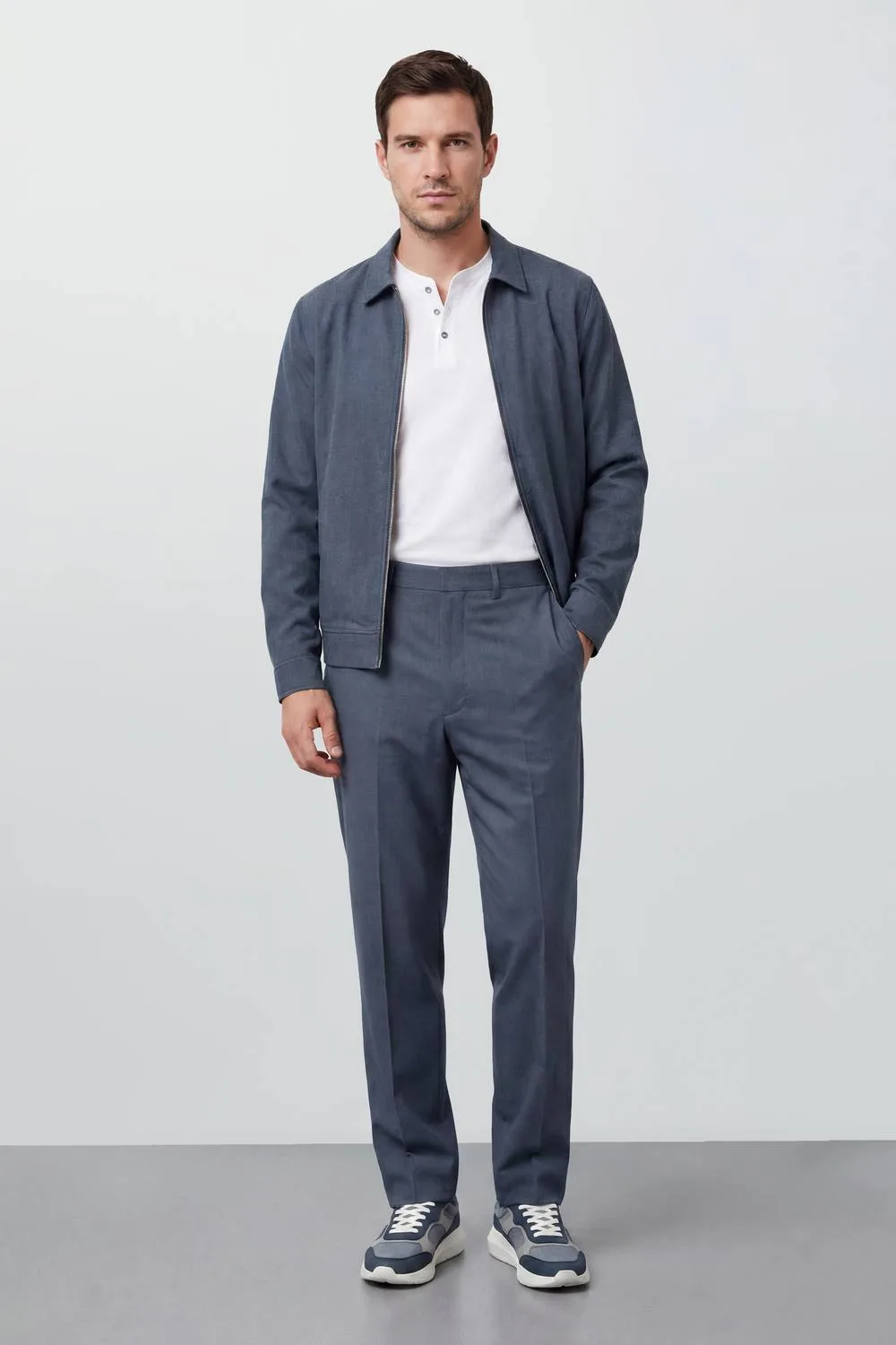 Men's Blue Smart Elasticated Waist Trousers Size: 32R - Blue - Size: 32R - Burton - FashionsVida