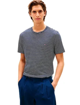 T-shirt à Manches Courtes Mw0mw40923 Desert Sky / Ecru Stripe M