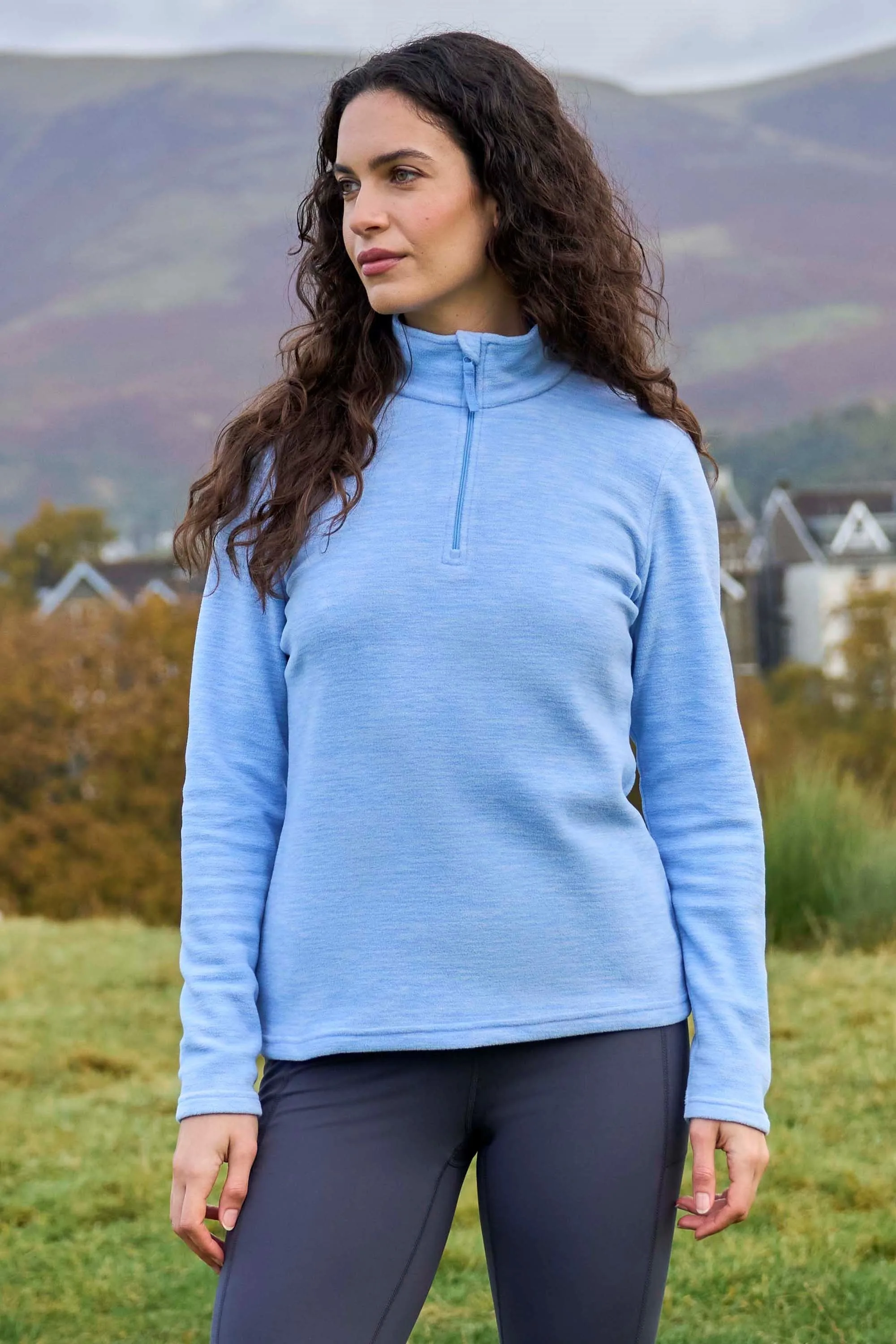 Snowdon' Womens Fleece Top Half Zip Breathable Quick Dry Sweater Blue - Size 6 Uk - Mountain Warehouse - FashionsVida