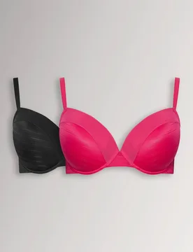 Women's 2 Pack Burnout T-Shirt Bras in Pink Size: 46E - Pink - Size: 46E - Yours - FashionsVida