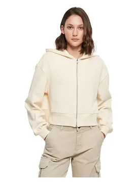 Felpa Con Zip Oversized White / Sand L - Build Your Brand - FashionsVida