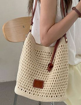Bolso de playa de tela trenzada, bolso de hombro con diseño de calado 2025 nuevo, bolso de compras grande de gran capacidad