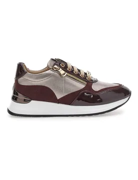 Sneakers bordeaux e beige con zip e dettagli verniciati 51742C1149 36 - Mariella Burani - FashionsVida