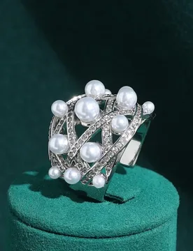 Vintage Pearl Ring Elegant High Quality for Woman Branded Luxury Silver Color Jewelry Hollow Anniversary Trends 2026 Accessories - Aliexpress - FashionsVida