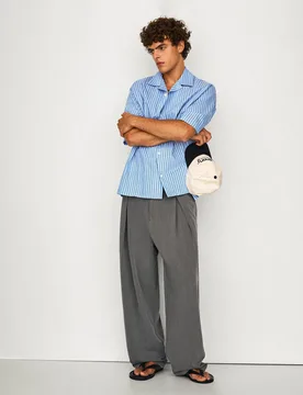 Pantalon Baggy À Plis 42 Gris - Bershka - FashionsVida