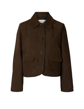 Veste en cuir SLWKAYA marron 36 - Selected Femme - FashionsVida