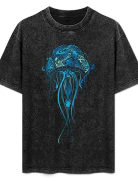 Blue Jellyfish T-Shirt Work Wear Short Sleeve T-Shirt - Aliexpress - FashionsVida