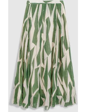 Falda larga con estampado gráfico y cremallera oculta - IKKS - FashionsVida