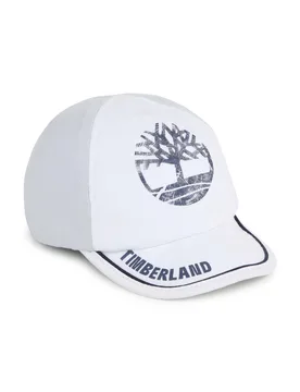 Cappello con frontino in cotone bianco e grigio con logo blu - Timberland - FashionsVida