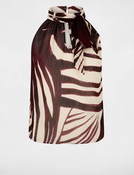 Top de mujer plisado con cuello con lazo - Morgan - FashionsVida