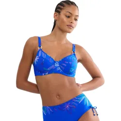 Top de bikini reductor con aro y malla mesh para más soporte