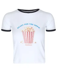 T-Shirt Popcorn Stampa BABY bianco XS