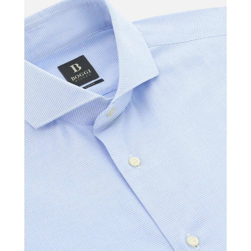 Camisa a cuadros de algodón y corte ajustado - Boggi Milano - FashionsVida