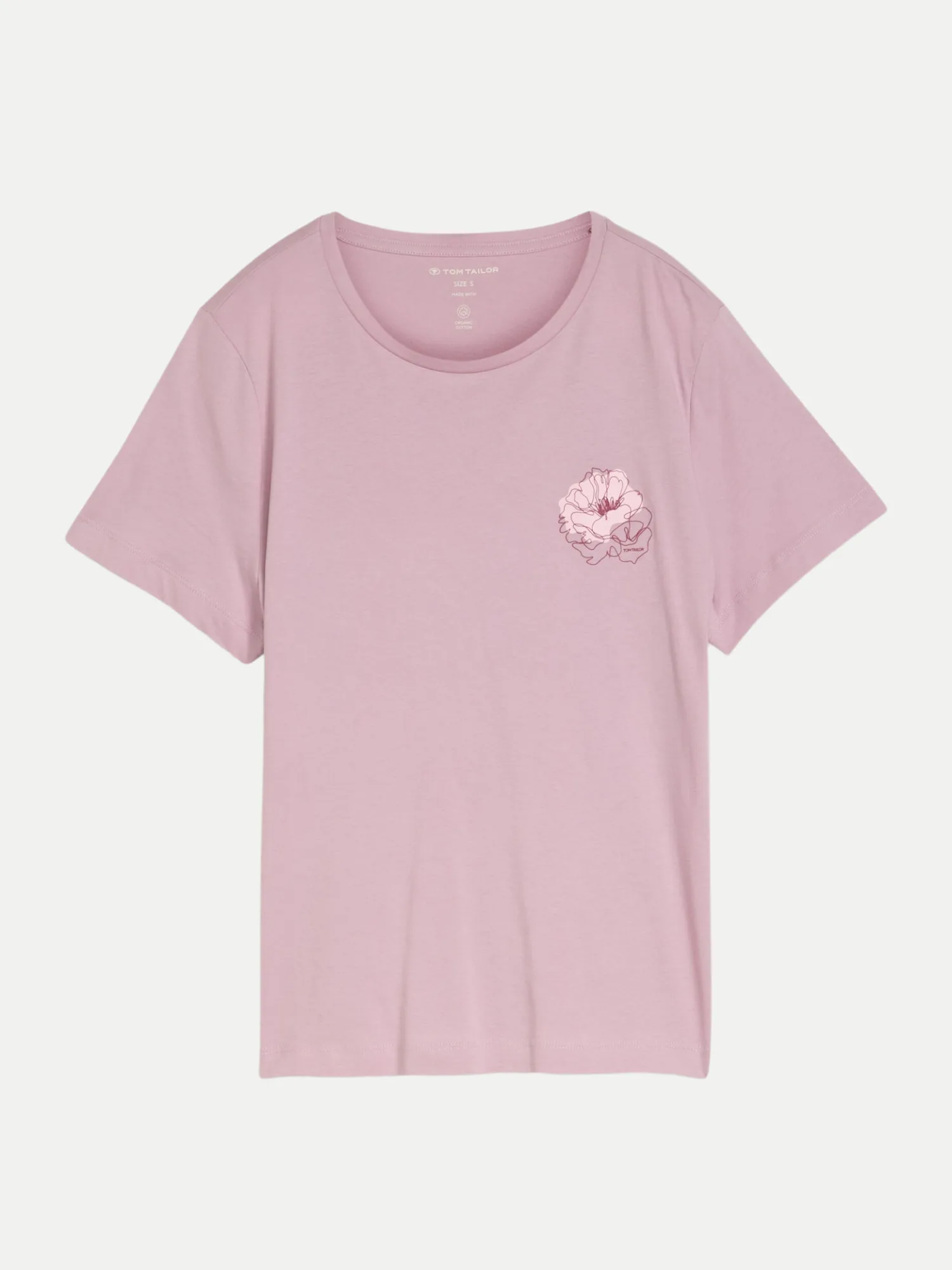 T-Shirt mit Rundhalsausschnitt Rosa L - Tom Tailor Casual - FashionsVida