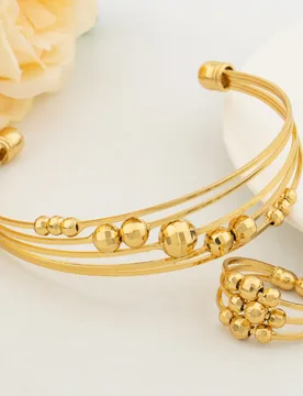 Dubai bracelet ring set for woman jewelry luxury Gold Plated Bracelet Wedding Party Jewelry Anniversary Gifts - Aliexpress - FashionsVida