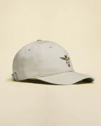 Berretto baseball beige in cotone con logo aquila turrita