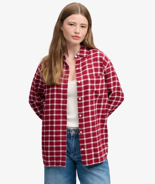 Superdry Damen Flanell-hemd mit OverGrößed-passform Red - Größe: 34 - 54.99 - FashionsVida