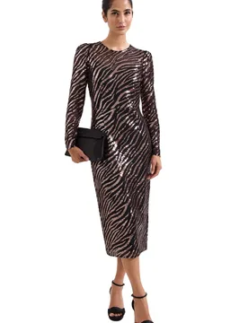 Kate Sequin Dress - Black - Size: 18 - Phase Eight - FashionsVida