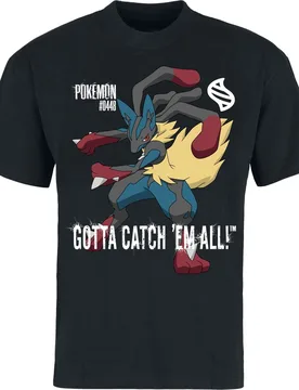 Gaming T-Shirt - Mega - Lucario - S bis XXL - für Männer - Größe XXL - schwarz - Männer - male - Pokémon - FashionsVida
