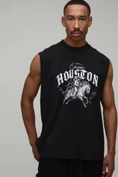 Herren Normal Geschnittenes Trägershirt Mit Western-Print Black Größe Large