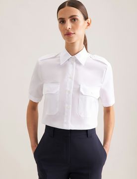 Slim Pilotenbluse Uni Weiß 48