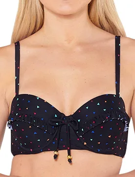 Women's Underwired Frill Bikini Top in True Black Size: 14 - True Black - Size: 14 - Beachcomber - FashionsVida
