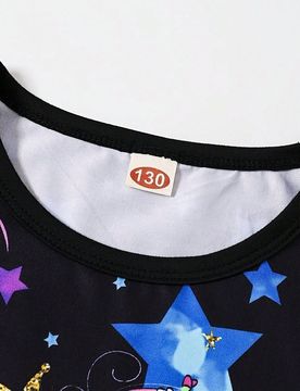 Conjunto de ropa de estar en casa casual para niña preadolescente con camiseta de manga corta con estampado de unicornio que brilla en la oscuridad y