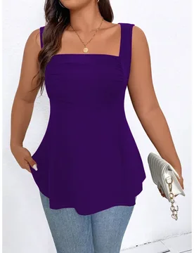 Yutong'S Directional Style Features a Plus-Size Sleeveless Top with a Square Neckline And Ruffled Edges - Aliexpress - FashionsVida