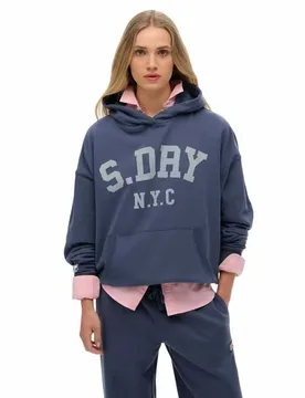 Felpa Con Cappuccio Athletic Essential Relaxed Mariner Navy L - Superdry - FashionsVida