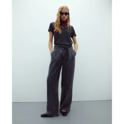 Pantalón de mujer recto tencel con pinzas tiro alto