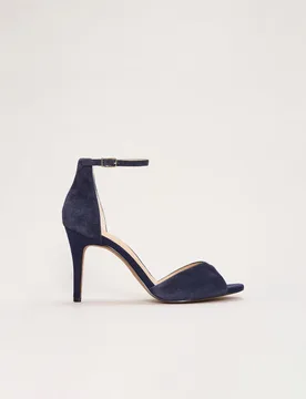 Suede Ankle Strap Stiletto Peep Toe Sandals Navy female - Phase Eight - FashionsVida