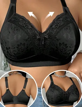 Pieza Sujetador de unicolor con elevación y soporte inalámbrico de talla grande - Shein - FashionsVida