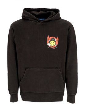 Felpa Cappuccio Uomo Smiley Inner Peace Pullover Hoodie Washed Black