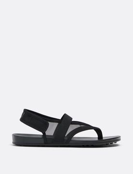Flache Mesh-Zehentrenner-Sandalen SCHWARZ 36