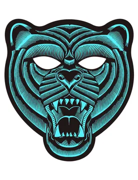 Tiger-LED-Maske musiksensitiv Fasching türkis-schwarz - Atosa - FashionsVida
