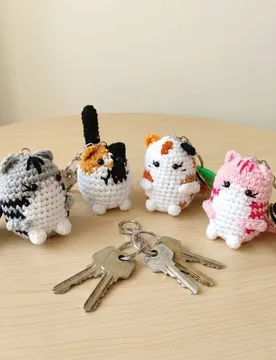 Cute Handmade Crochet Kitten Keyring Handwoven DIY Crafts Cat Doll Pendant Multi-color Mini Cat Plush Keychain Birthday Gift - Aliexpress - FashionsVida