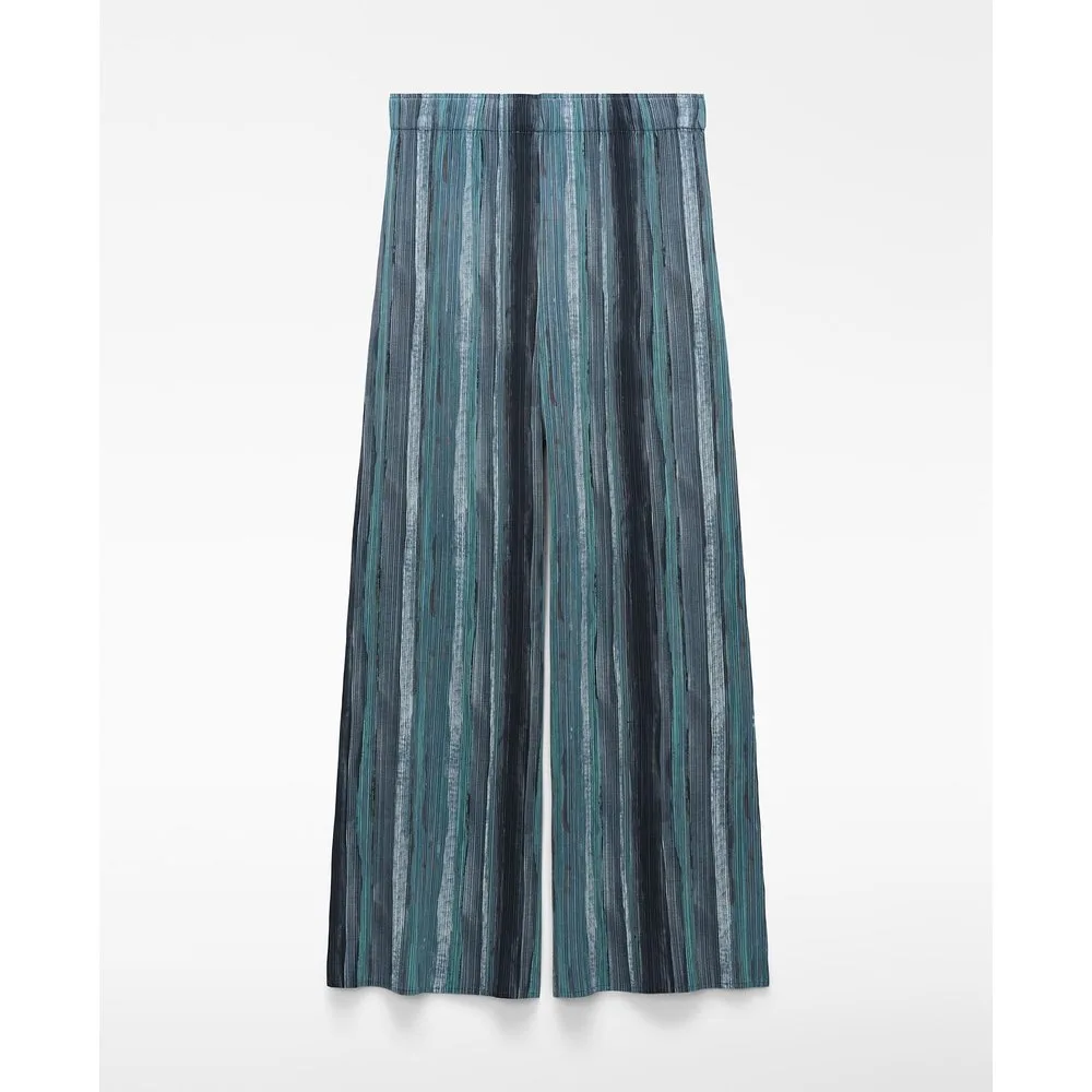 Pantalón recto de mujer con estampado de crinkle - Adolfo Dominguez - FashionsVida