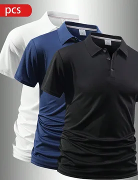 Piezas Camisas polo de manga corta de unicolor, transpirables y ligeras, de estilo novio, para correr, hacer ejercicio y uso casual en verano - Shein - FashionsVida