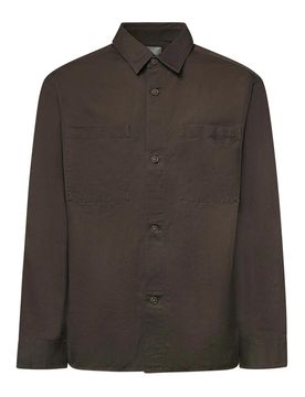 Camicia In Misto Cotone Con Logo