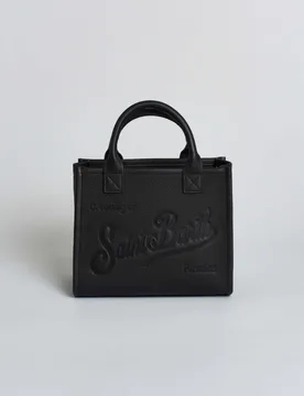 Borsa Vanity Midi in pelle martellata nera con tracolla removibile - MC2 SAINT BARTH - FashionsVida